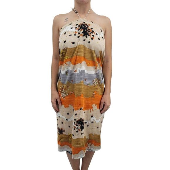 Vtg 70's Womens Skirt Handmade Drawstring Convertible Halter Strapless Dress M - Picture 5 of 13